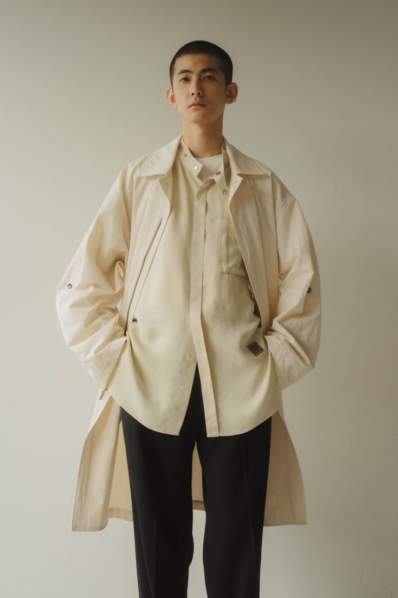 -high end- washer long soutien collar coat/ivory - KNUTH MARF