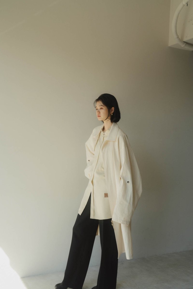 -high end- washer long soutien collar coat/ivory