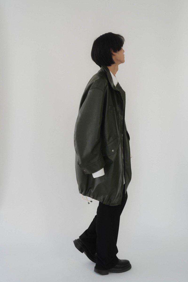 label leather jacket/darkgreen