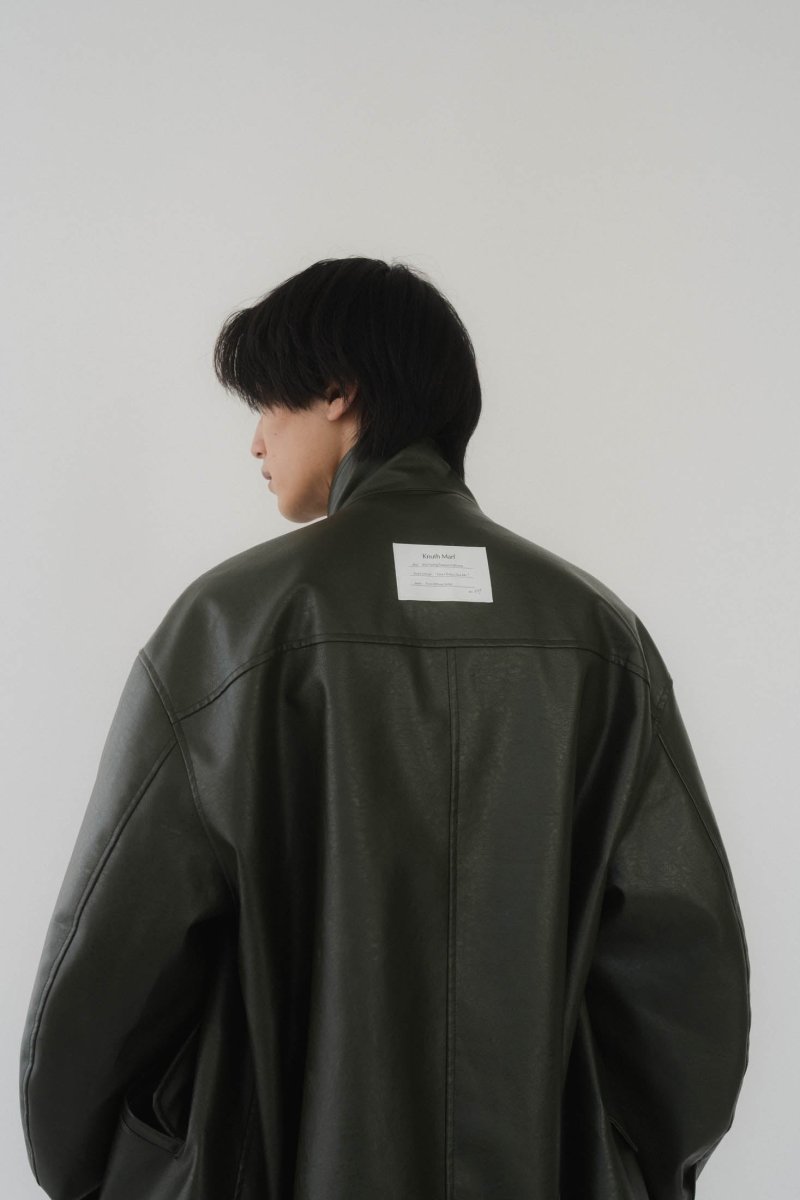 label leather jacket/darkgreen - KNUTH MARF