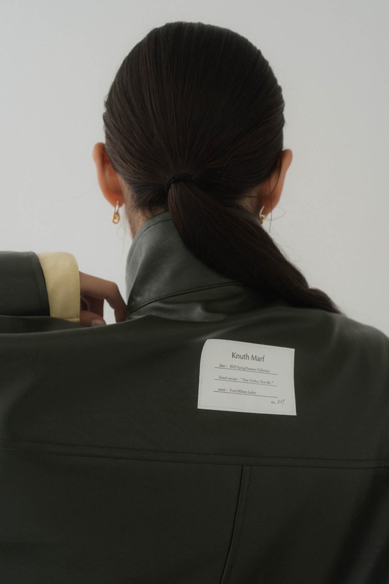 label leather jacket/darkgreen | KNUTH MARF