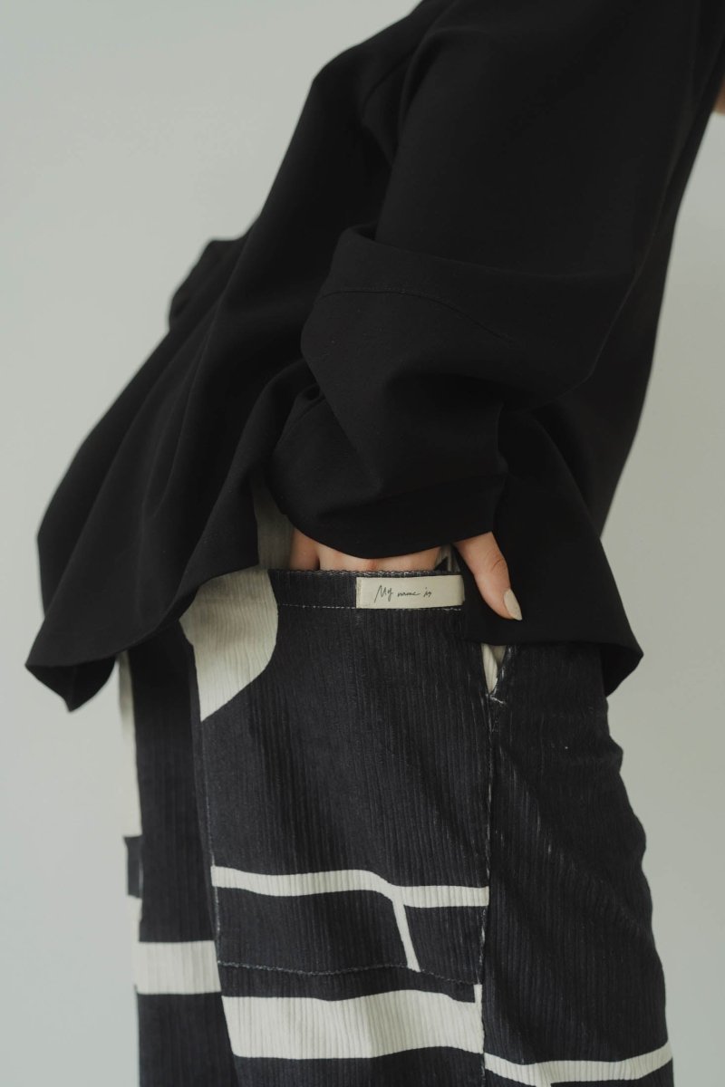 label loose pants(unisex)/blackivory - KNUTH MARF