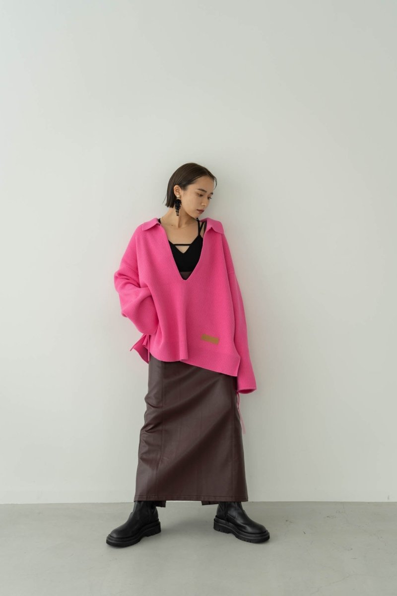 leather salopette skirt/2color | KNUTH MARF