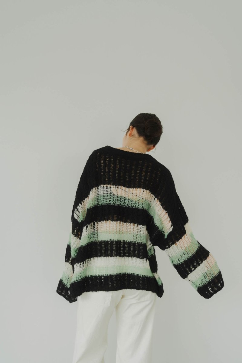 low gauge border knit/blackgreen - KNUTH MARF