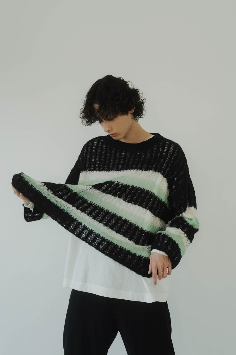 low gauge border knit/blackgreen - KNUTH MARF