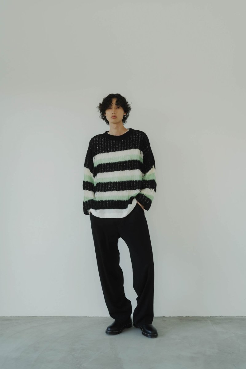 low gauge border knit/blackgreen | KNUTH MARF