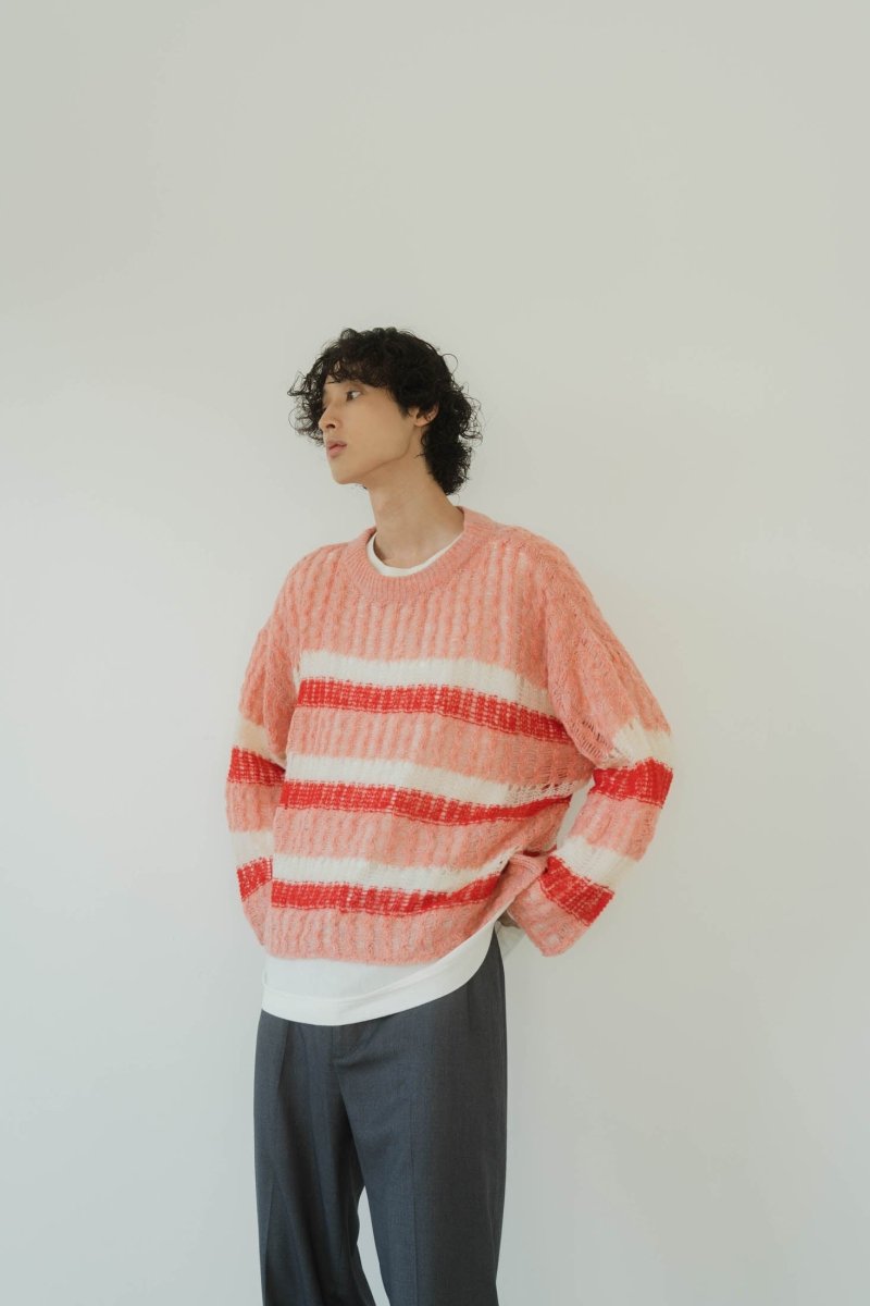 low gauge border knit/pink | KNUTH MARF