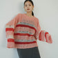 low gauge border knit/pink - KNUTH MARF