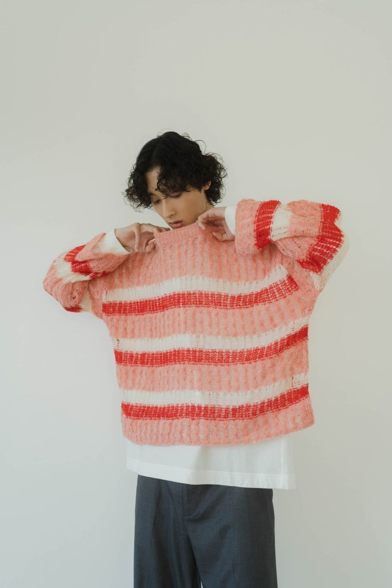 low gauge border knit/pink | KNUTH MARF