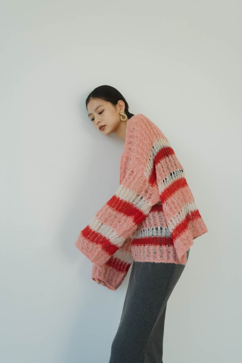 low gauge border knit/pink | KNUTH MARF