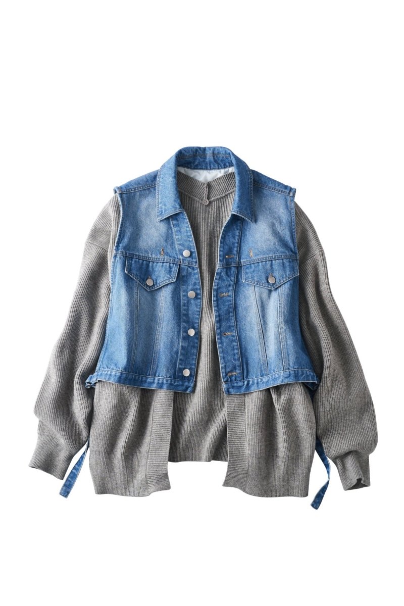 manyway denim jacket cardigan/bluegray