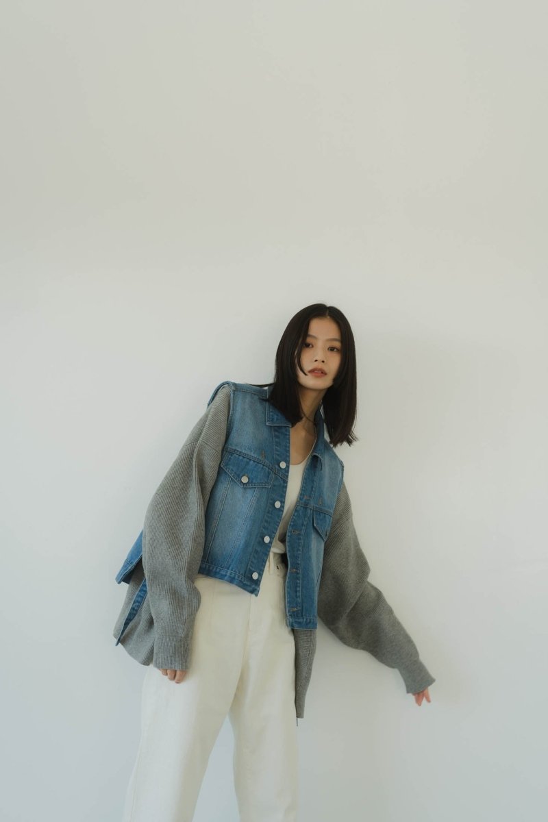 manyway denim jacket cardigan/bluegray | KNUTH MARF