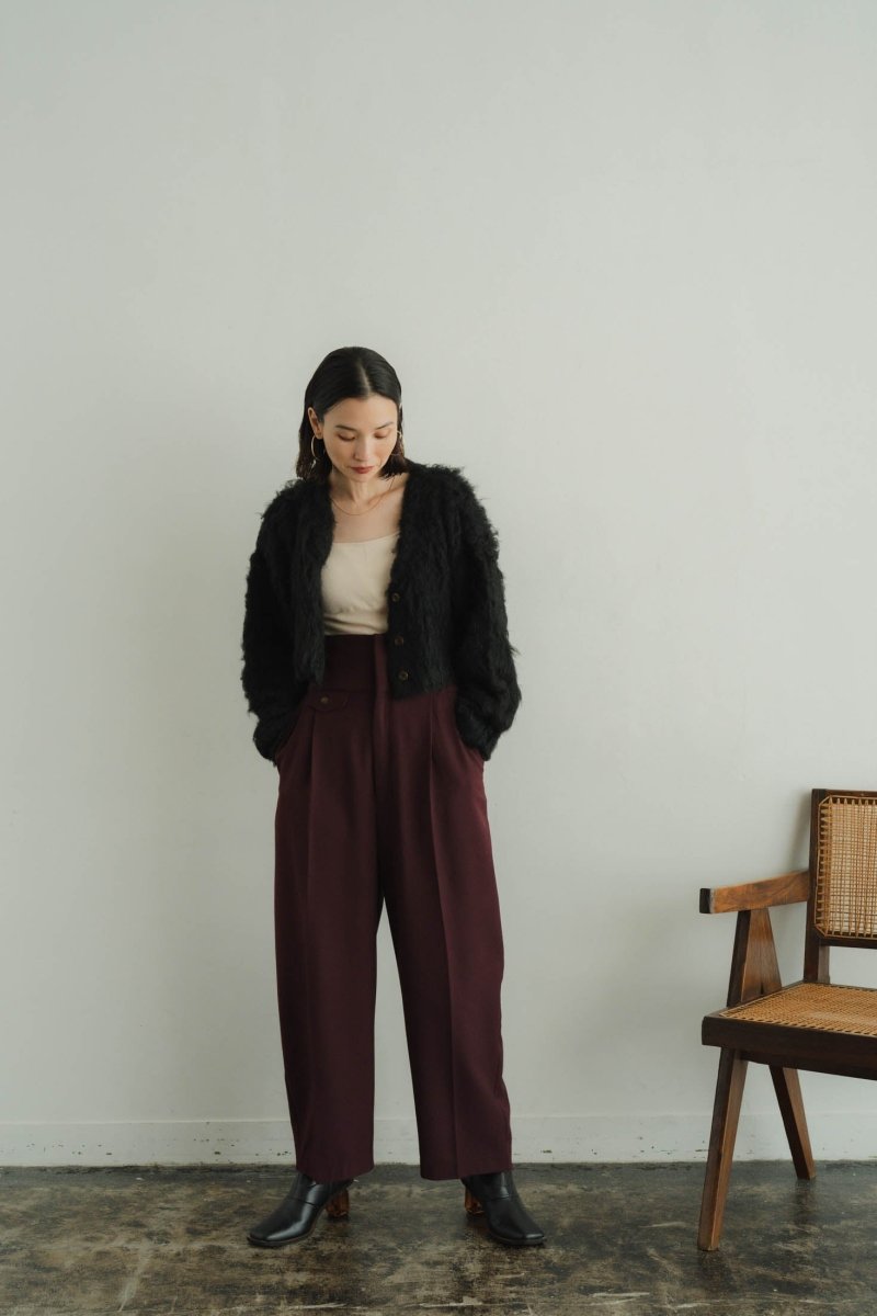 Burgundy shaggy outlet cardigan