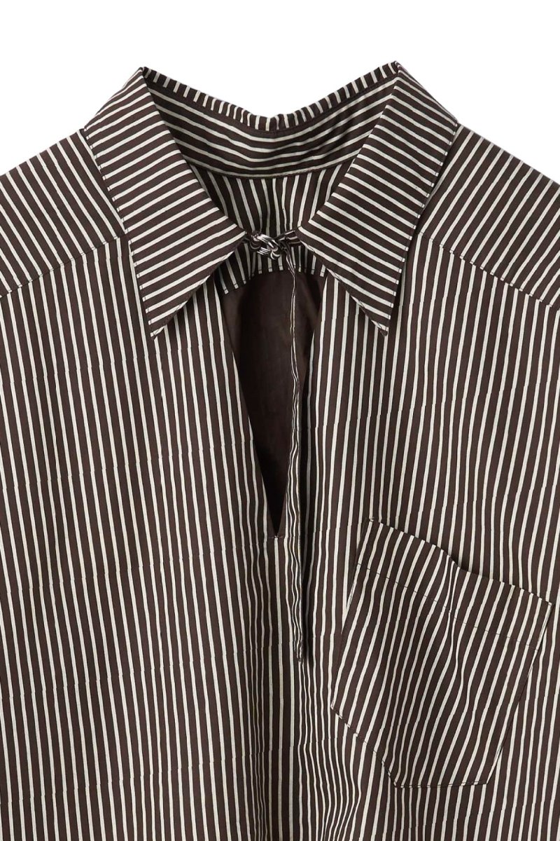 2way stripe volume shirt/stripebrown | KNUTH MARF