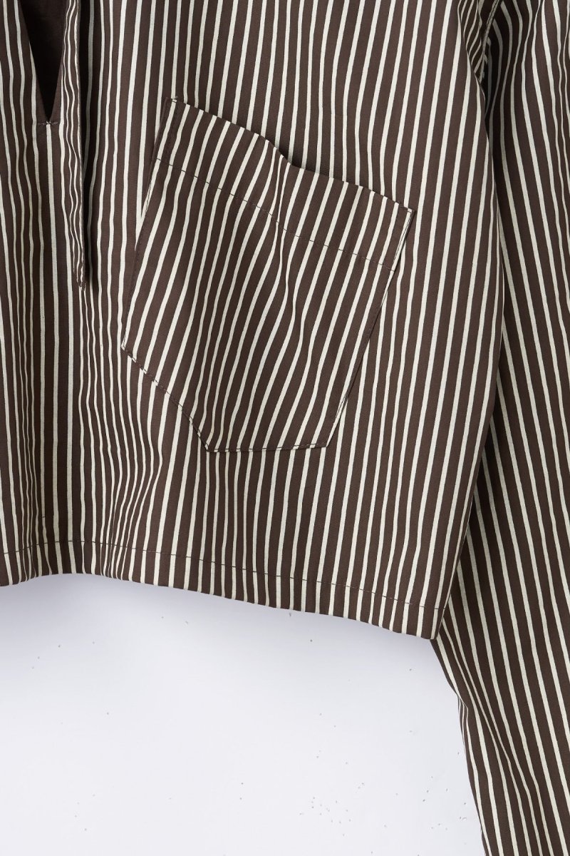 2way stripe volume shirt/stripebrown | KNUTH MARF