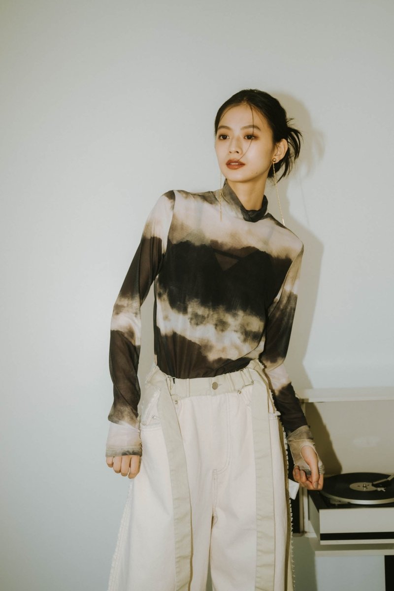 Knuth marf paint sheer high neck tops