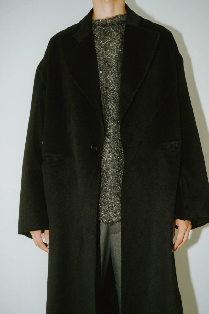 raw edge chester long coat(unisex)/black - KNUTH MARF
