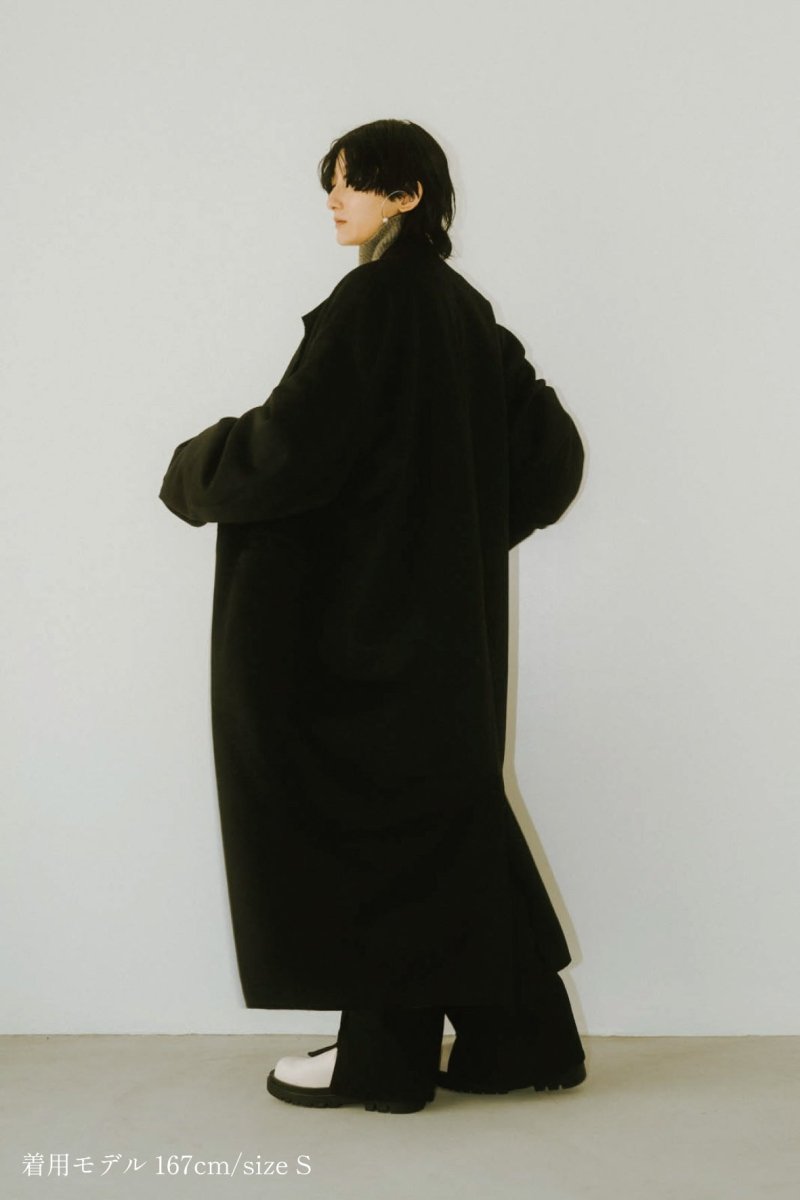 raw edge chester long coat(unisex)/black - KNUTH MARF
