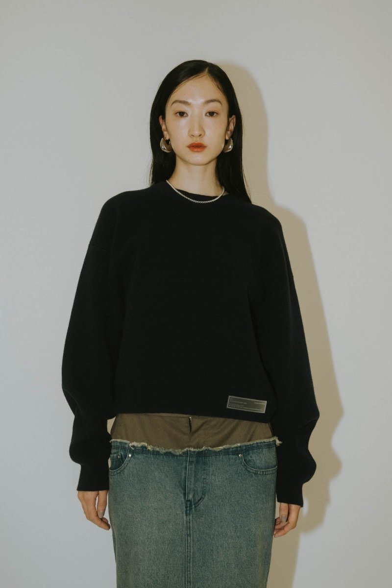 silicon label crew neck knit(unisex)/3color