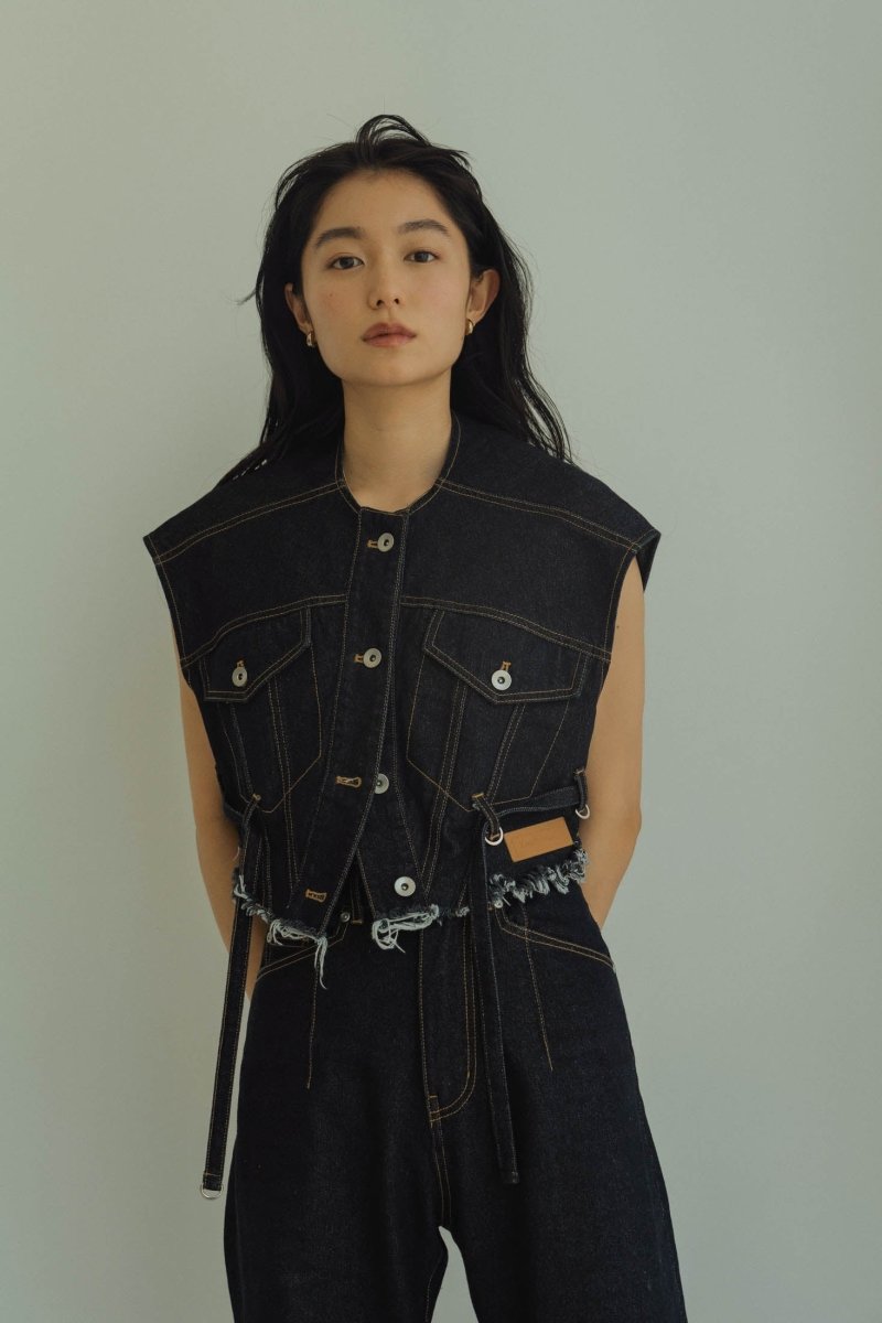 restock【7/28~出荷】untrimmed denim vest/indigo