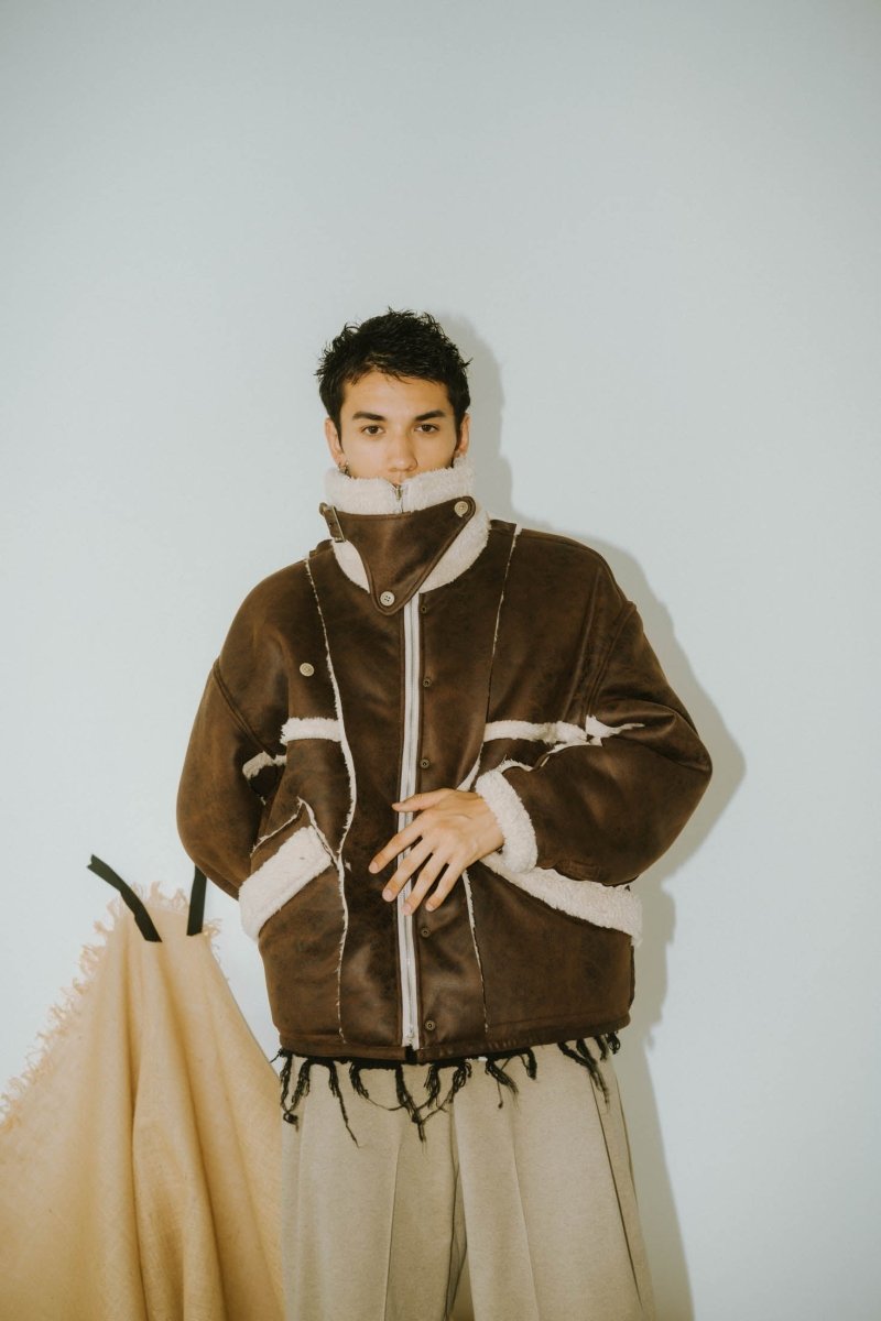 reversible mouton jacket(unisex)/beige - KNUTH MARF