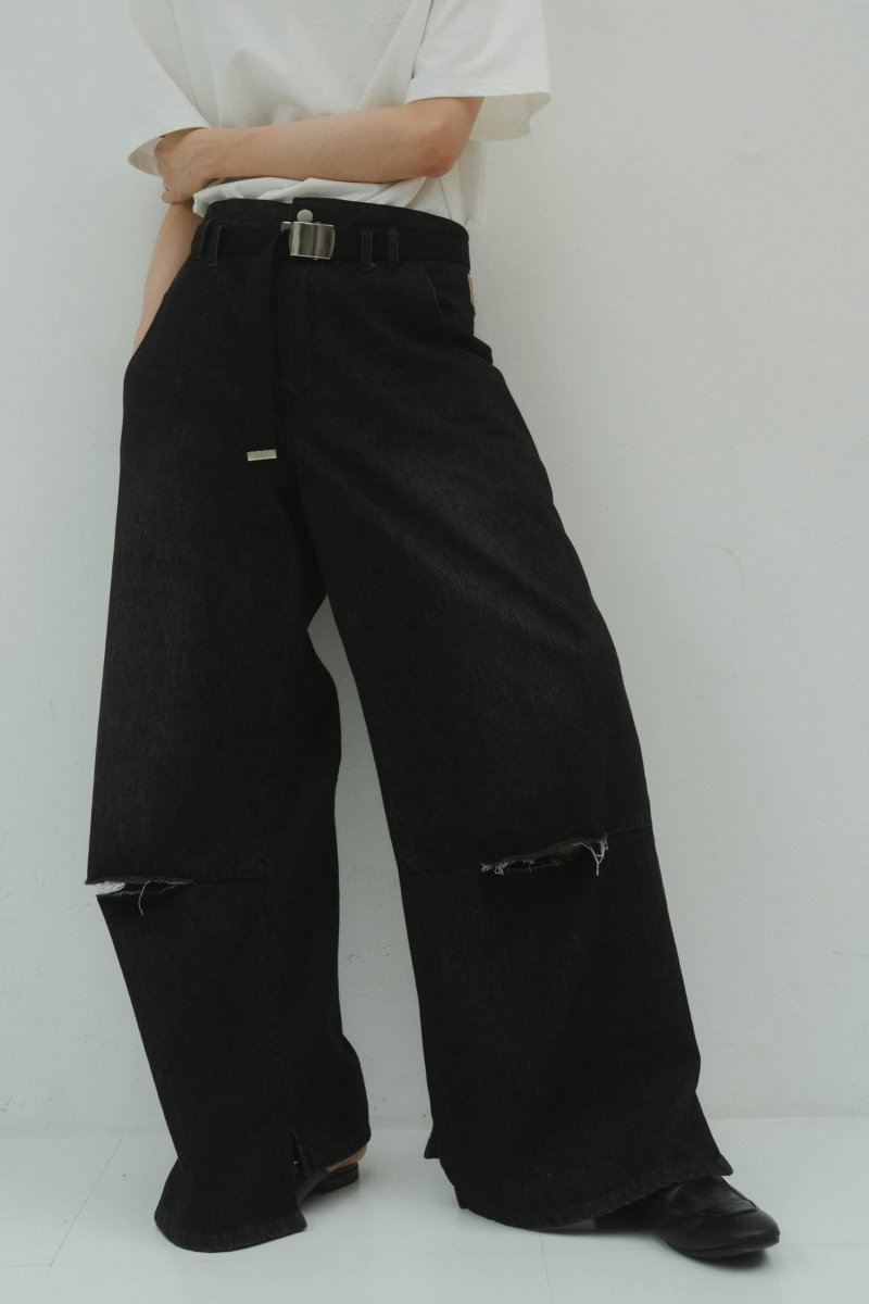 ripped buggy denim pants/2color | KNUTH MARF