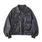 round sleeve flight jacket(unisex)/leather - KNUTH MARF