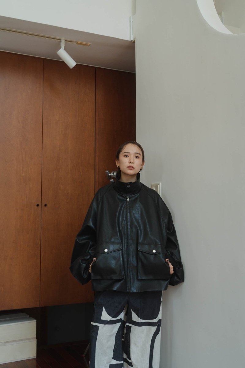 round sleeve flight jacket(unisex)/leather