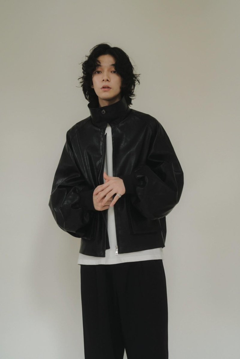 round sleeve flight jacket(unisex)/leather