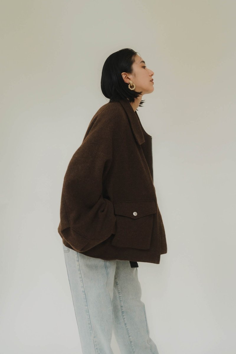 round sleeve flight jacket(unisex)/mixbrown