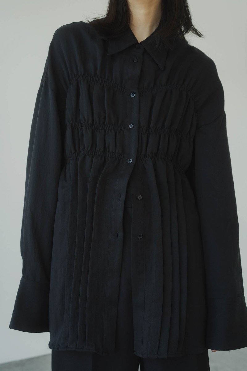 shirring shirt/black | KNUTH MARF