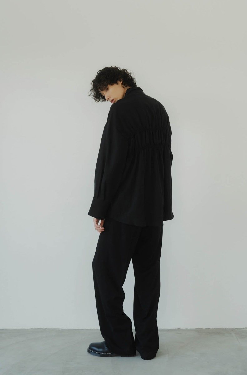 shirring shirt/black - KNUTH MARF