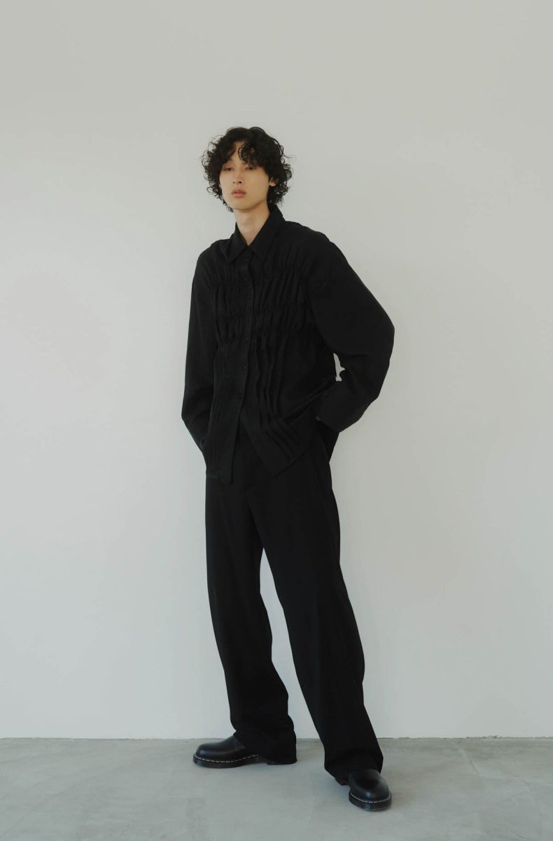 shirring shirt/black | KNUTH MARF