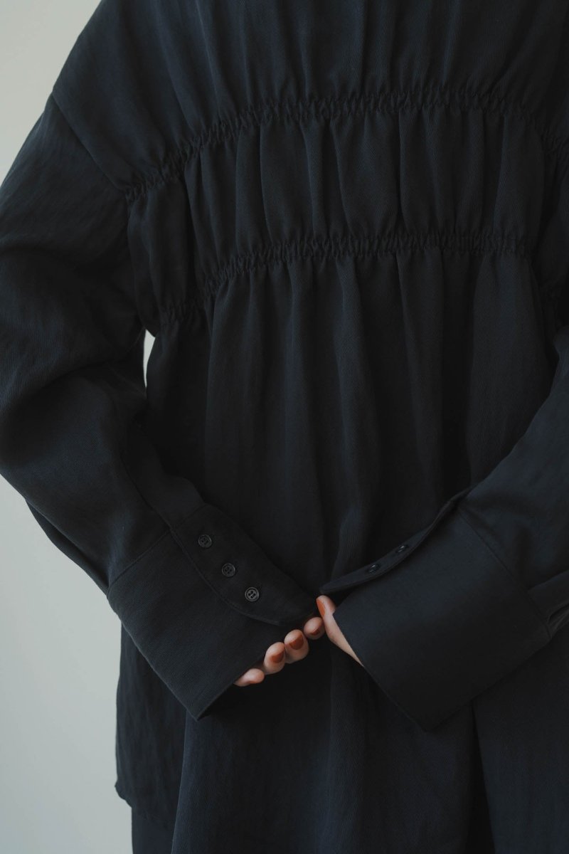 shirring shirt/black | KNUTH MARF