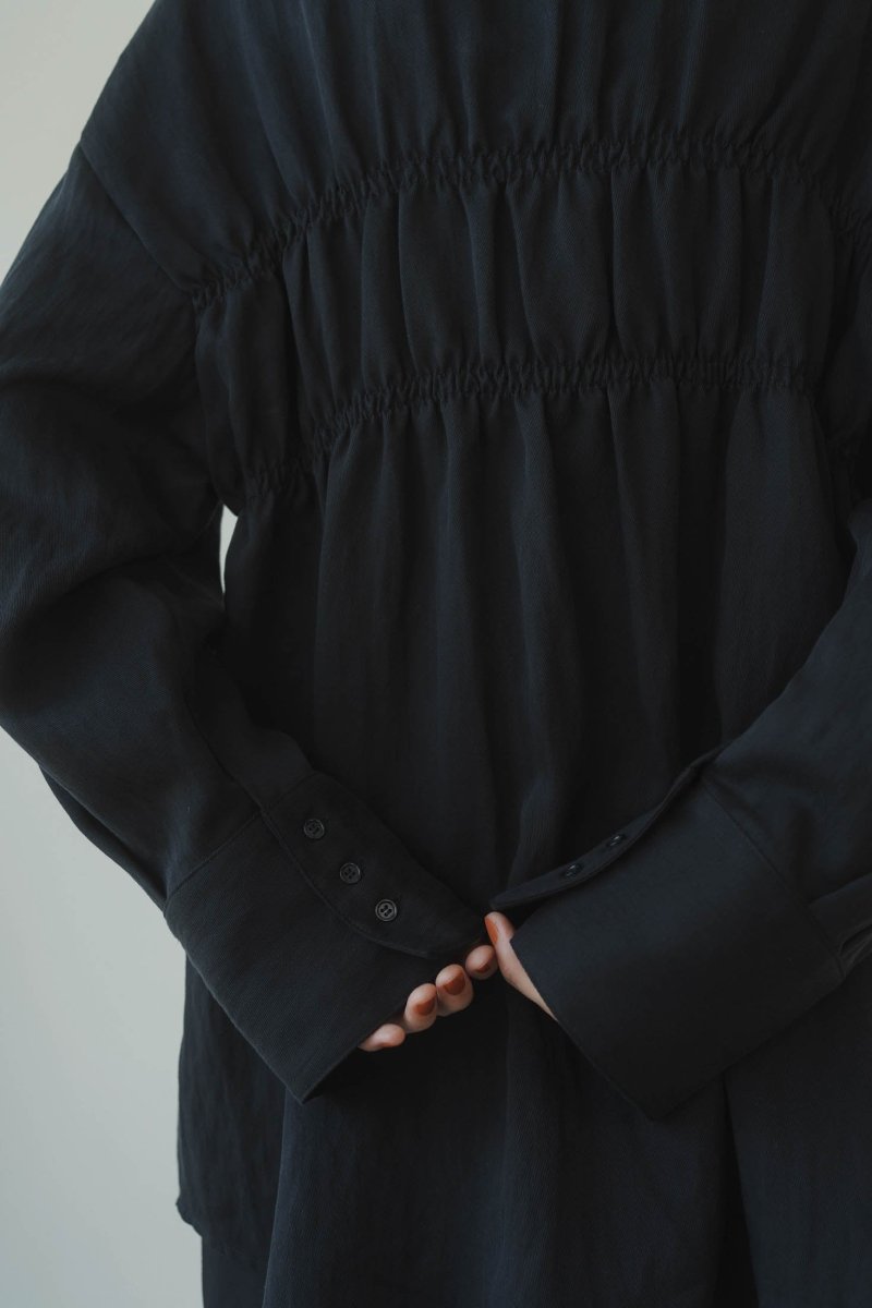 shirring shirt/black - KNUTH MARF