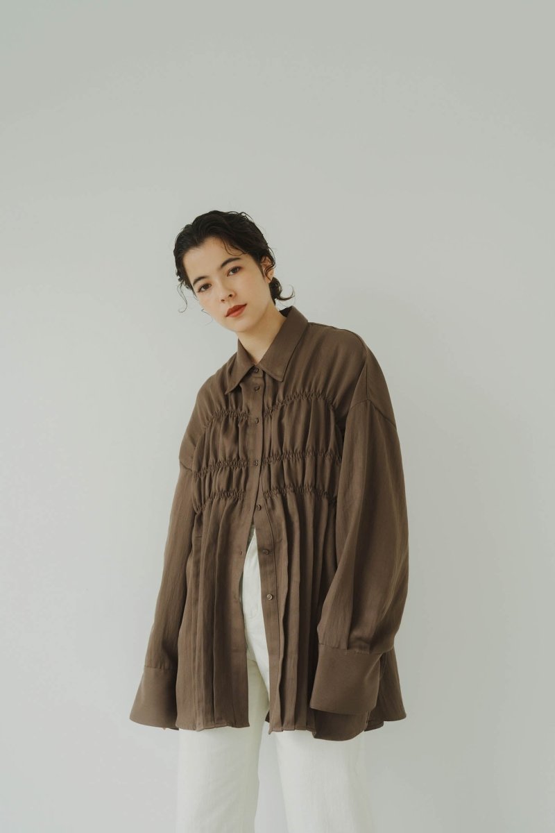 shirring shirt/brown | KNUTH MARF