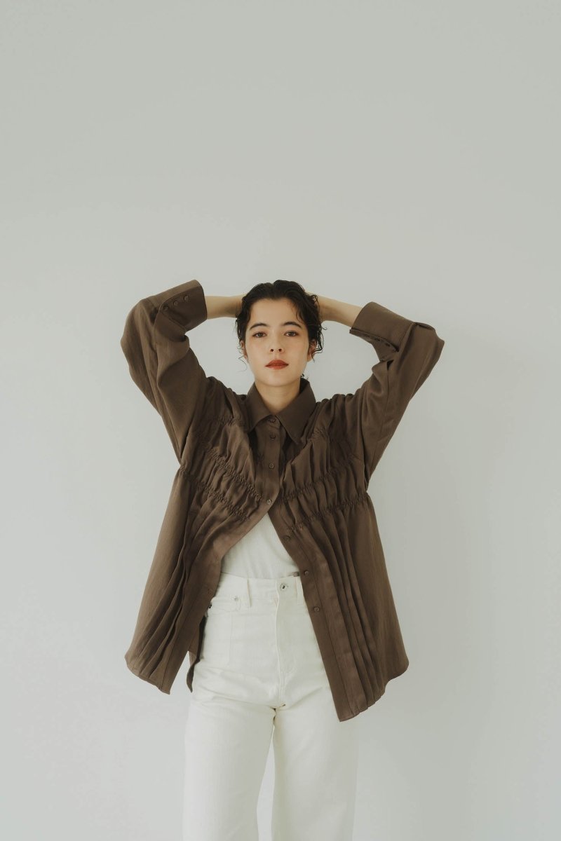 shirring shirt/brown | KNUTH MARF