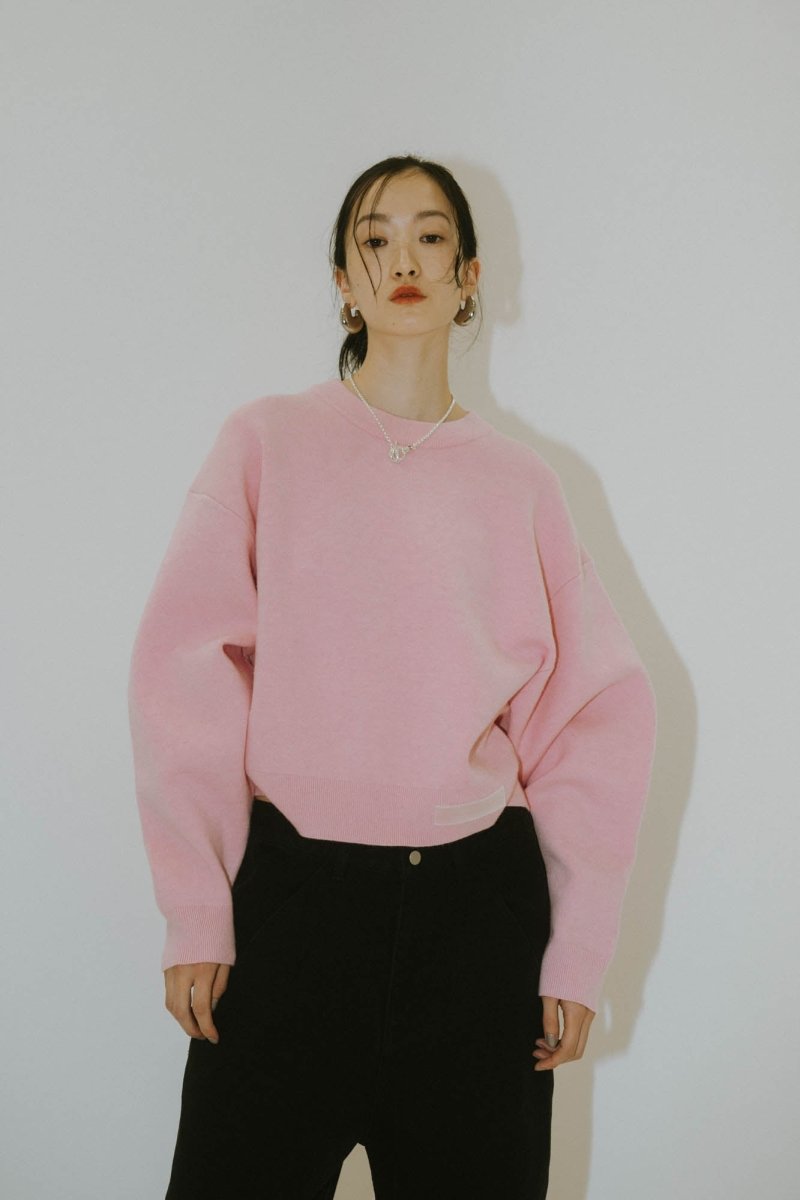 silicon label crew neck knit(unisex)/3color - KNUTH MARF