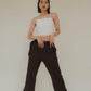 slit belt slacks pants/brown - KNUTH MARF