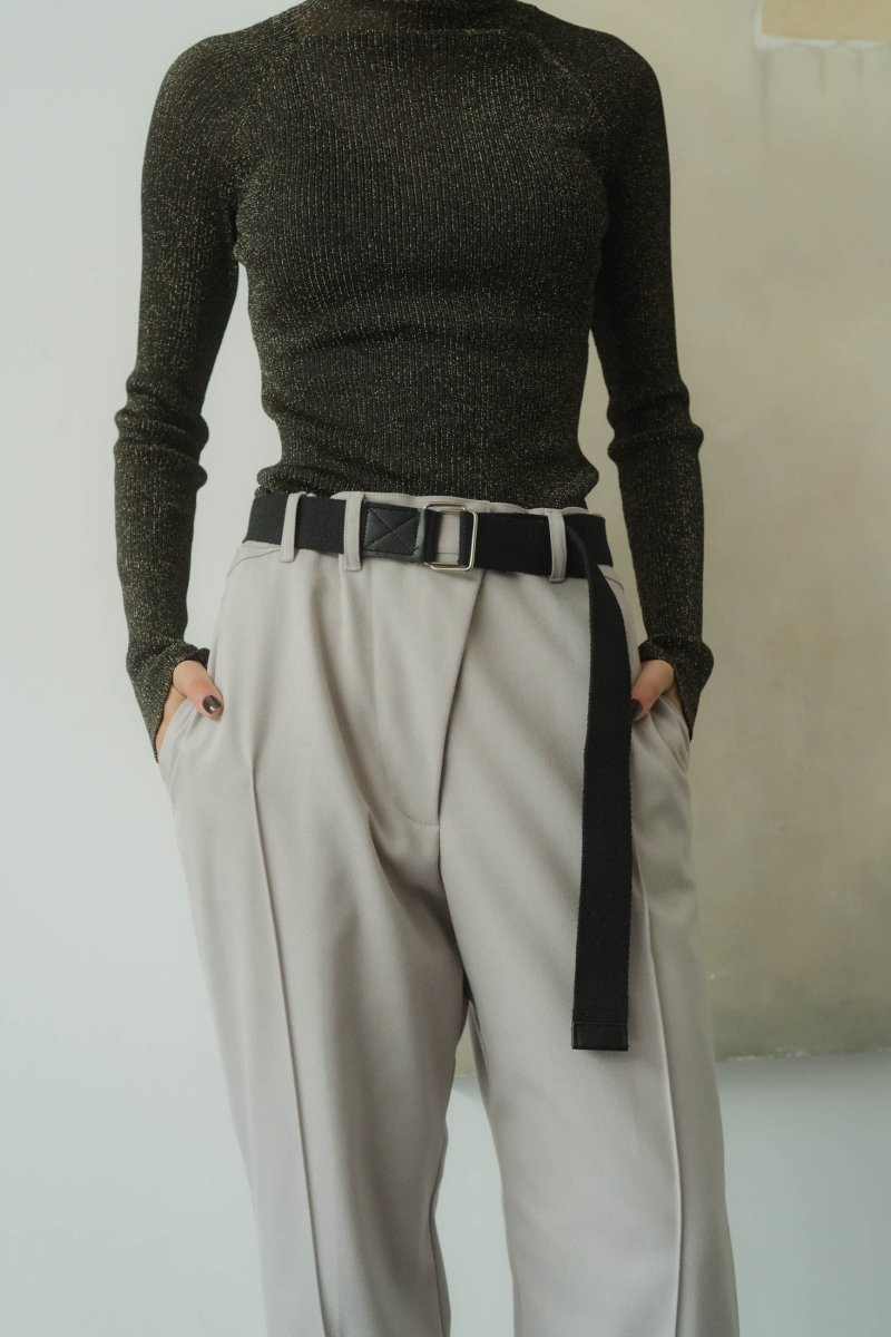 slit belt slacks pants/gray