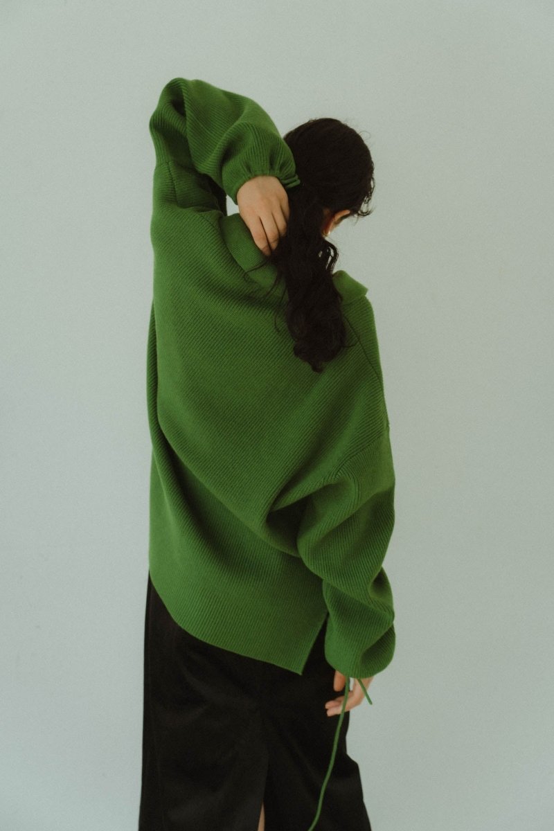 Knuth marf slit neck loose knit green-
