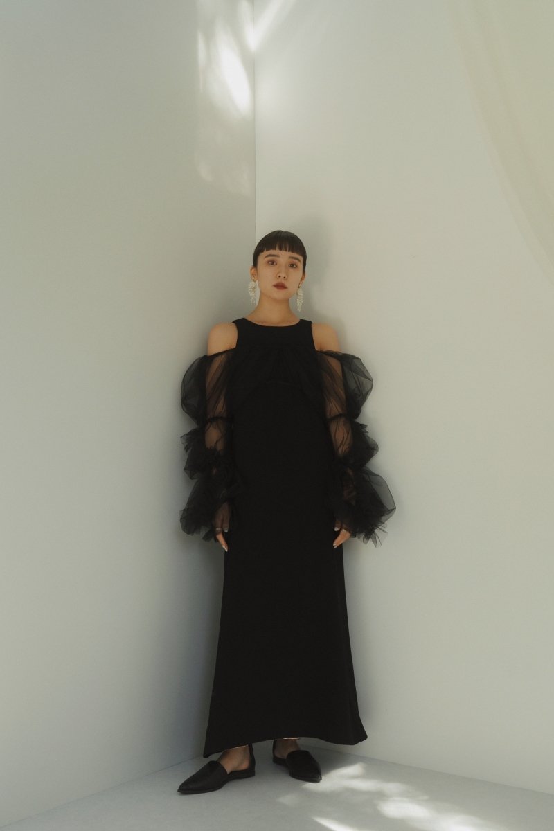 チュールボレロワンピース【knuth marf】tulle bolero one piece/black