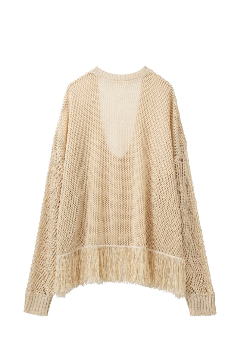 Uneck fringe mesh knit/ black | KNUTH MARF