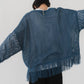 Uneck fringe mesh knit/ blue - KNUTH MARF