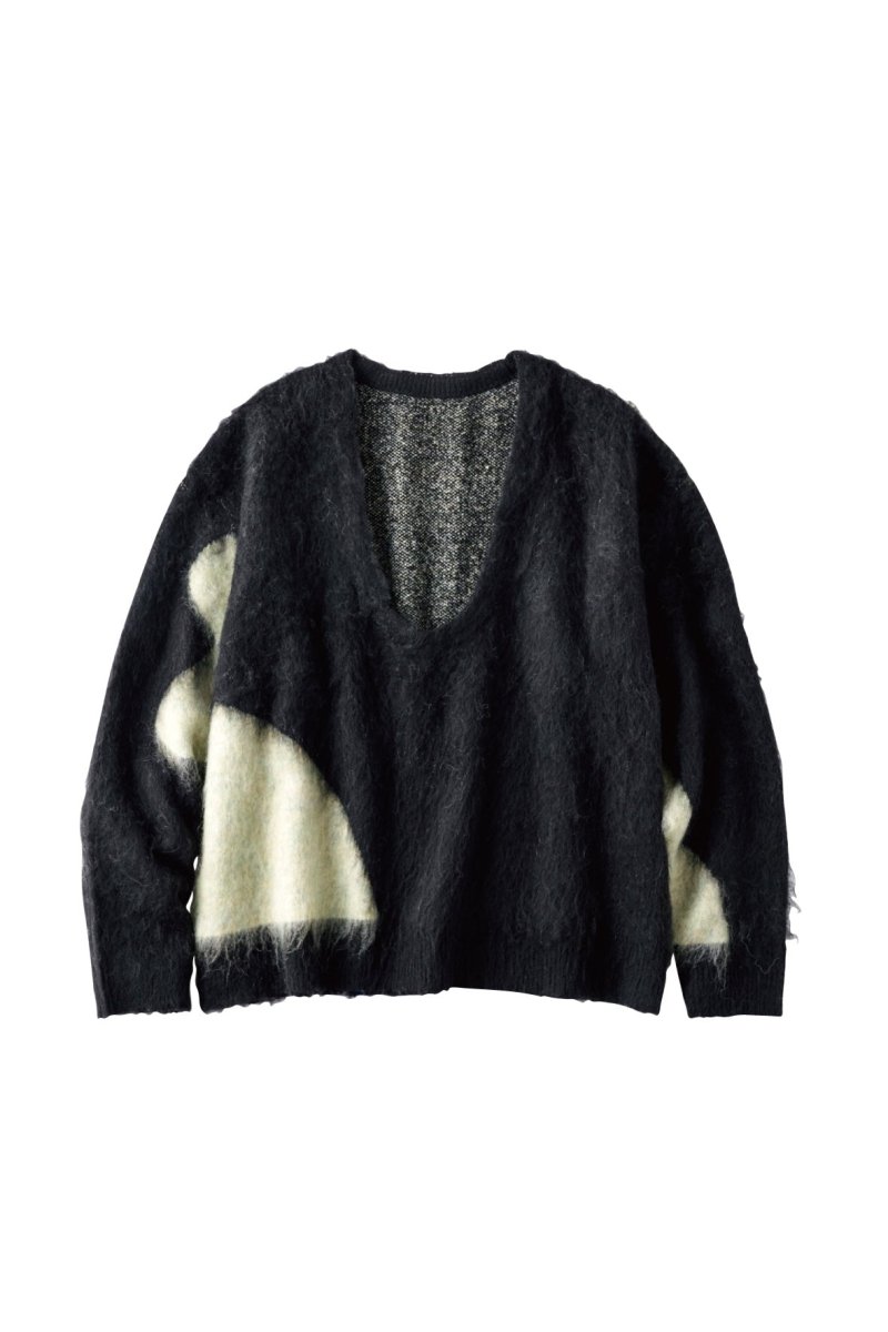 Uneck knit pullover(unisex)/blackgreen | KNUTH MARF