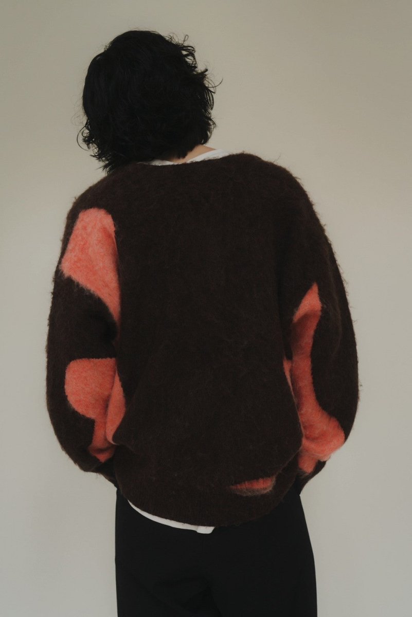 Uneck knit pullover(unisex)/cherrybrown